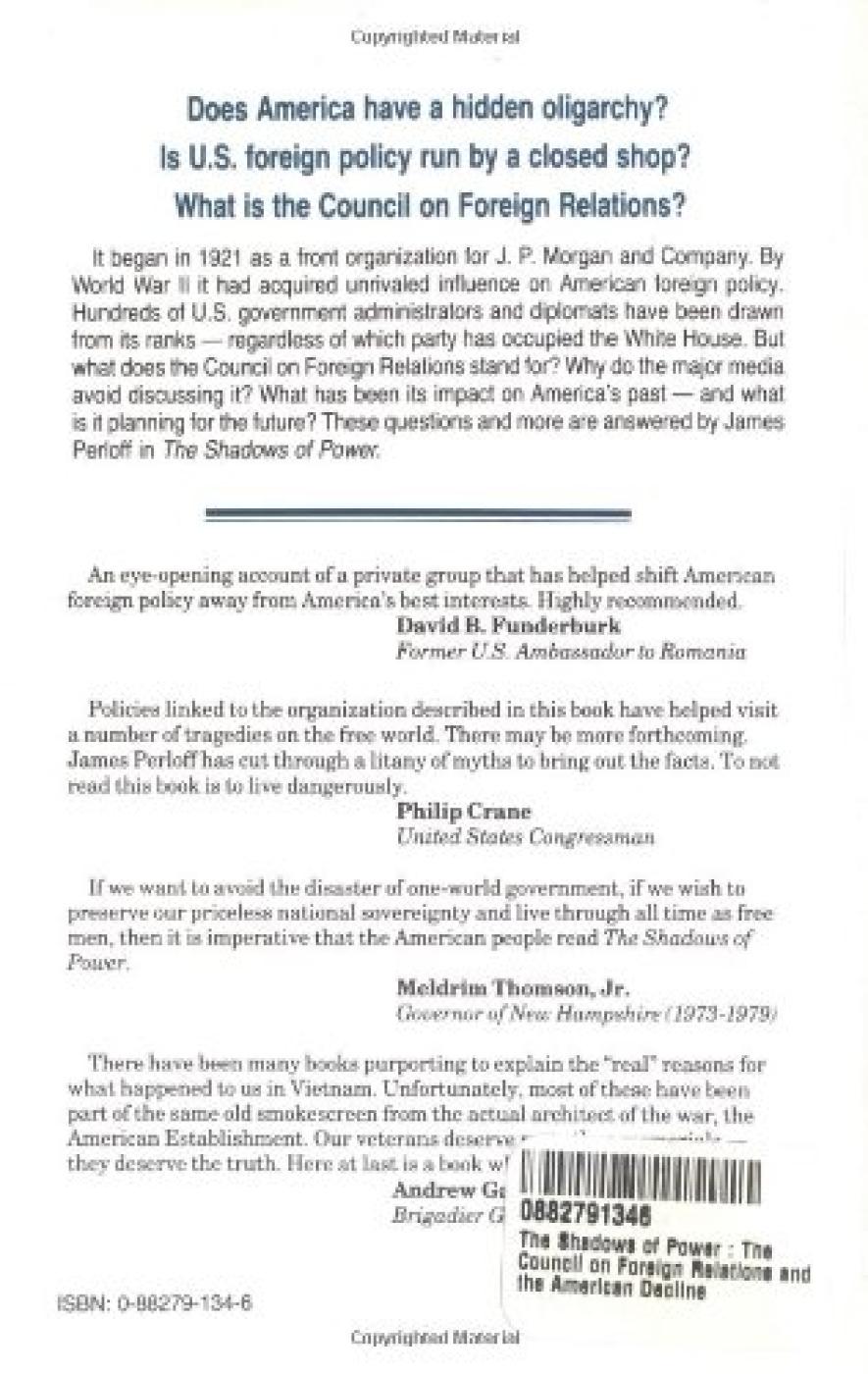 The Shadows of Power: The Council on Foreign Relations and the American Decline