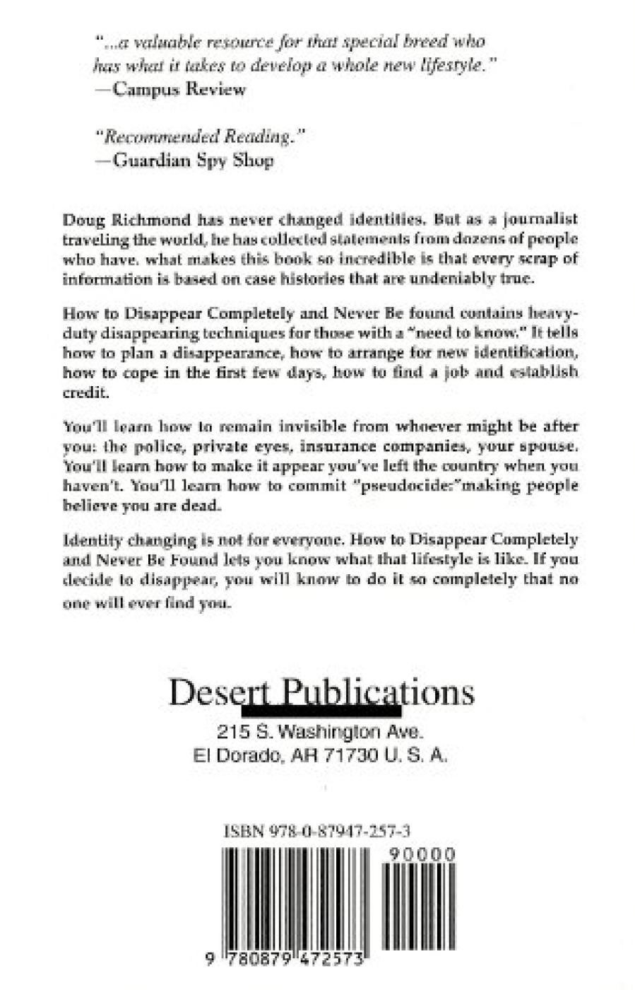 How to Disappear Completely and Never Be Found