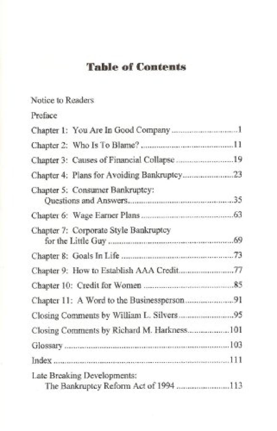 Bankruptcy, Credit and You