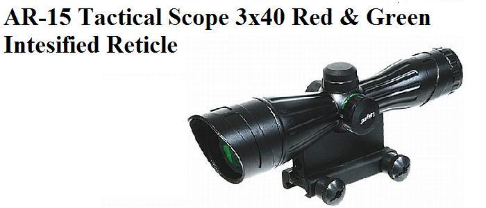 Ar15 Tactical Scope 3X40 Red Intensified Reticle Illuminated Reticle Works In All Light Conditions