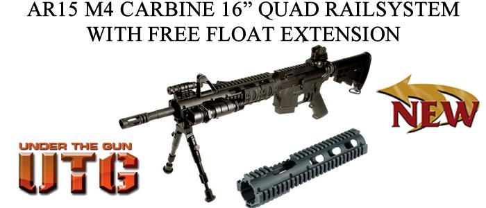 Ar15 M4 Carbine 16 Quad Rail System With Free Float Extension