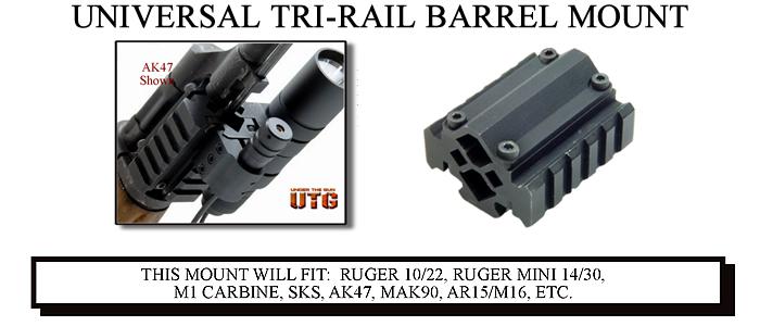 Universal Tri-Rail Barrel Mount