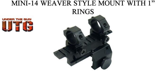 Mini-14 Weaver Style Mount With 1 Rings