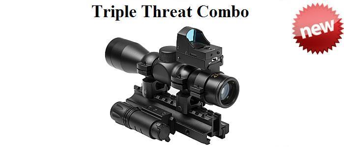 Tactical Triple Threat Combo Scope- W/red Reflex Sight