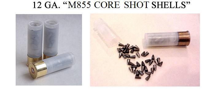 12 Gauge "M855 Core" Shot Shells - 3 Units Per Package