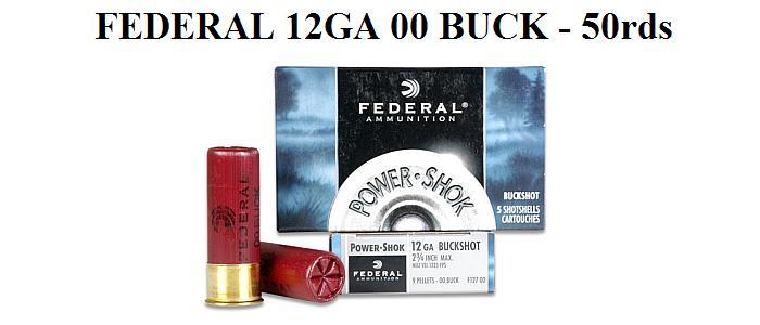 12 Ga Federal Power Shok 00 Buck, 50rds