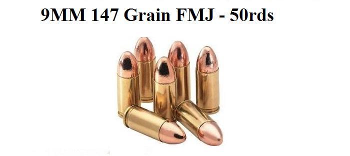 9MM 147 Gr Full Metal Jacket (FMJ) - 50rds