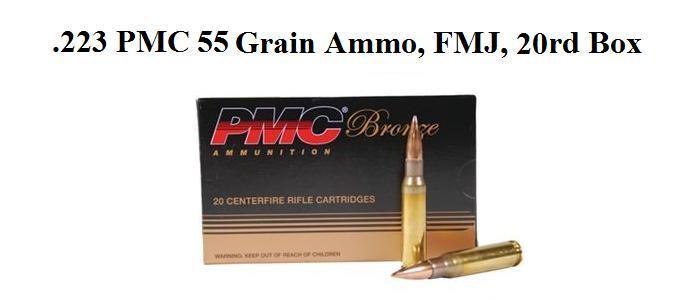 .223 PMC Bronze 55 Grain Ammo, FMJ - 20rds
