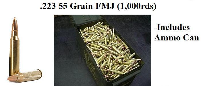 .223, 55 Grain FMJ (1,000rds) in Can