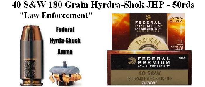 40 S&W, 180 Grain Hydra-Shok Ammo, 50 Round Box