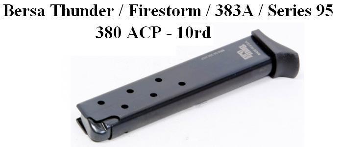 Bersa Thunder 380, 383A, Series 95, Firestorm, .380 ACP, Extended 10 Rd Magazine