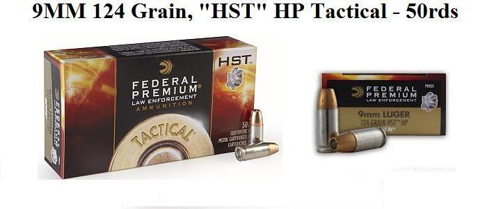 9mm Federal Law Enforcement 124 Grain HST Ammo (50rds)