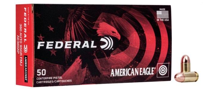 Federal American Eagle 380 ACP, 95 Grain FMJ - 50rds