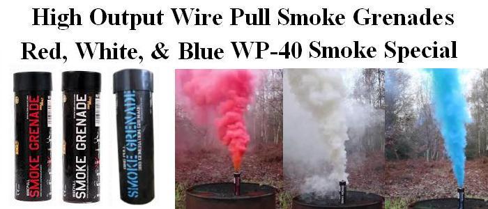 Wire Pull Smoke Grenade Special - Red, White, and Blue Pack