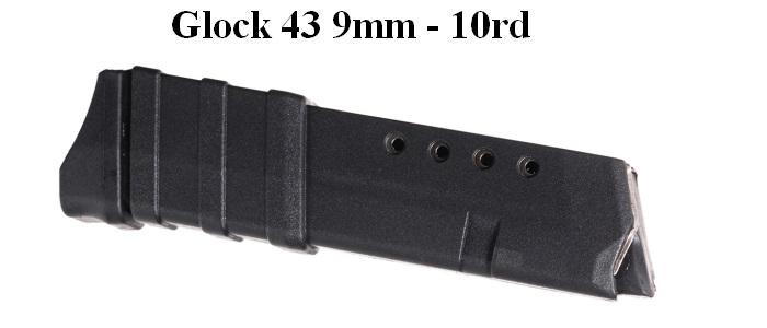 Glock 43, 9mm, 10rd Extended Magazine