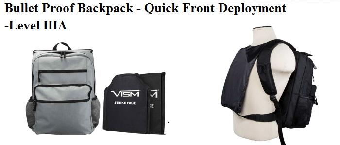 Bullet Proof Back Pack - Quick Front Deployment - Gray