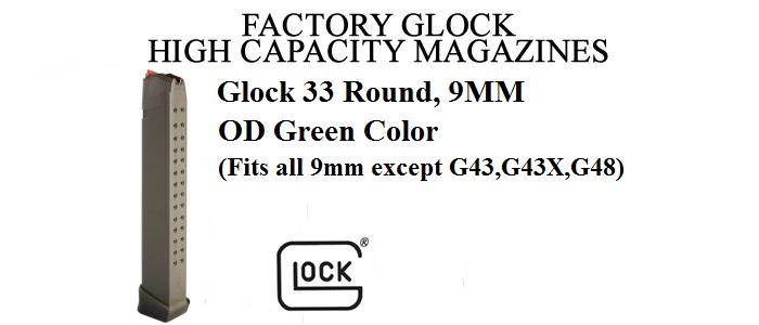 Glock Factory 9MM Fits All Double Stack Models, 33rds OD Green