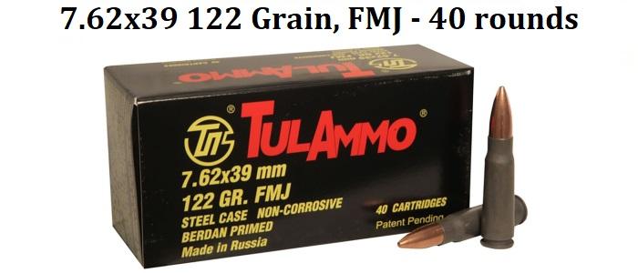 7.62x39 Tula, 122gr, FMJ, 40 rounds
