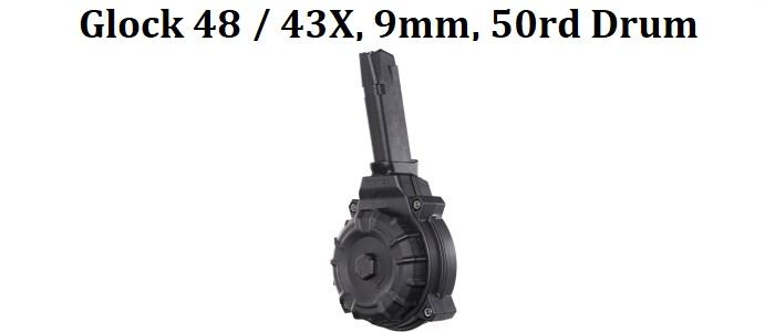 Glock 43X / 48, 9mm, 50 Round Drum