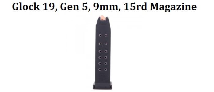 Glock 19 Factory 9MM Gen 5, 15rds Black