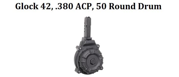 Glock 42, .380 ACP. 50 Round Drum