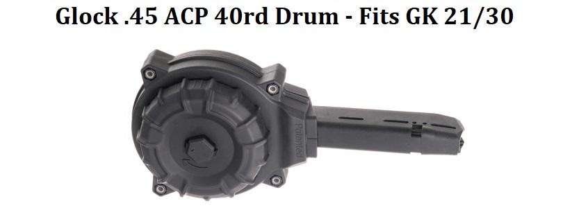 Glock .45ACP 40rd Drum, Fits Glock 21/30