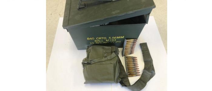 5.56 Lake City M-193, 55gr FMJ, 840rds on Bandoliers and in Can