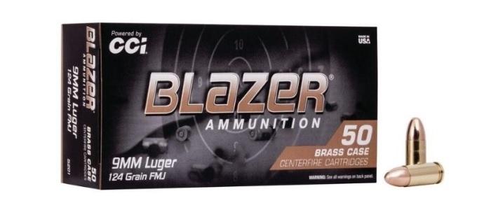 9MM, 124 Grain, FMJ, CCI Blazer - 50 Round Box