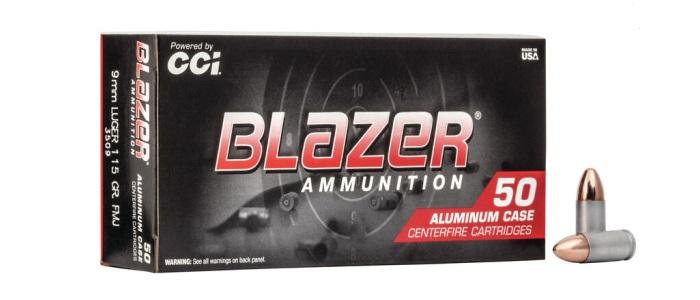 9mm Blazer 115 gr, FMJ - 50rd (Aluminum Case)